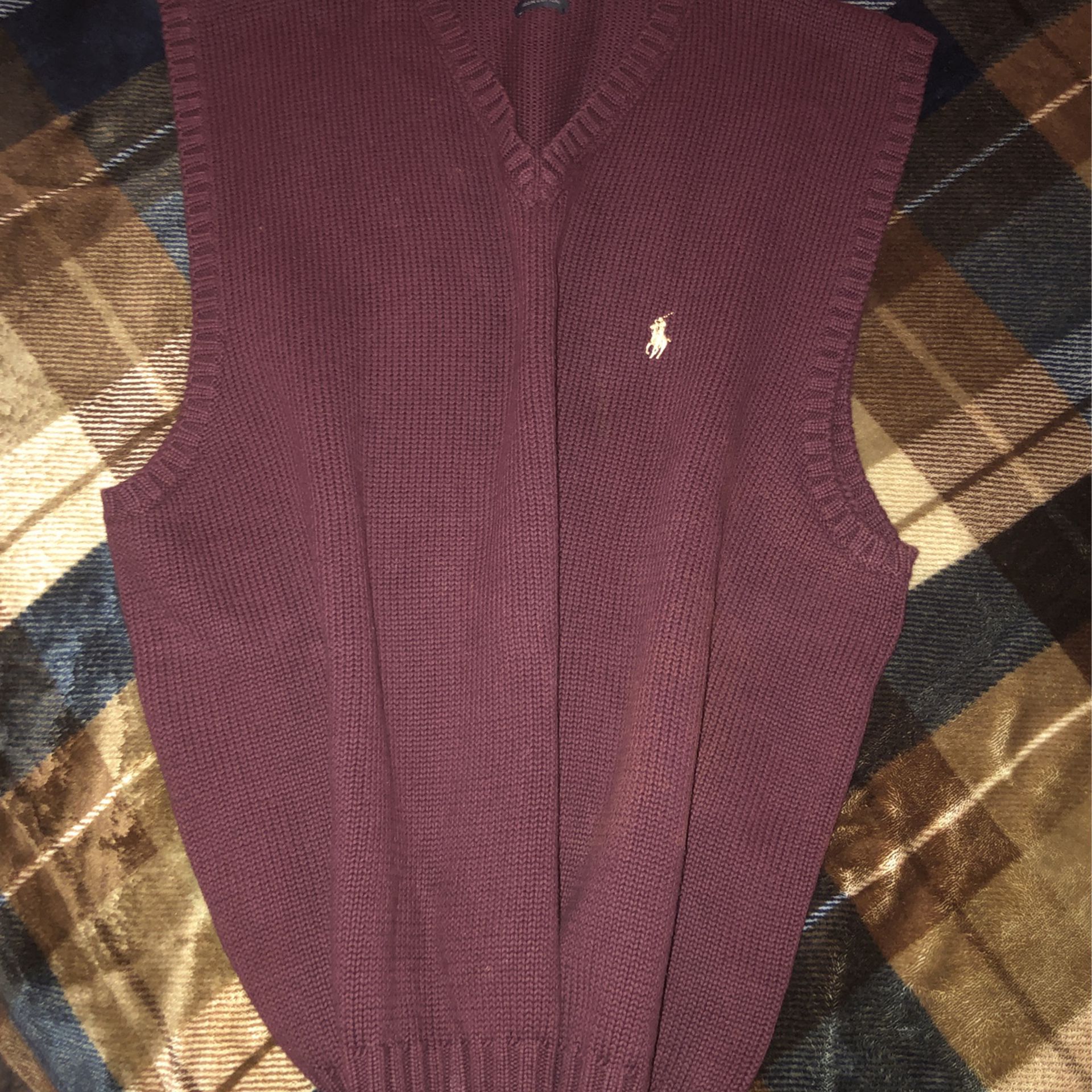 Male Sweater Vest , XL -Burgandy   By Ralph Lauren