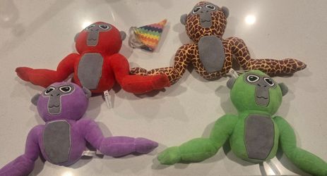 Gorilla Tag Monke Plush Toy Lot - Set of 4 Monkeys with Party Hat Cosmetic