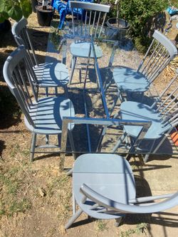 Chrome glass Dining table 6 chairs set