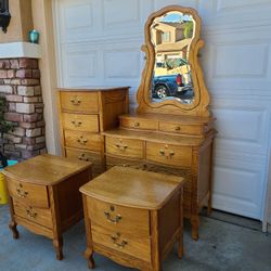 Oak Dresser And Tables