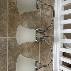Satin Nickel 3-Light Vanity Light Fixture 