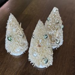 Coastal Mini Bottle Brush Christmas Trees – Set of 8 Holiday Decor Ornaments