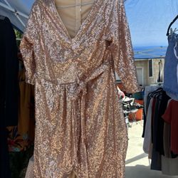 Rose Gold Sequin Dress Size Large