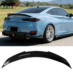 Fits 2017-2022 INFINITI Q60 Trunk Spoiler Wing Gloss Black PSM Style Rear Wing ABS