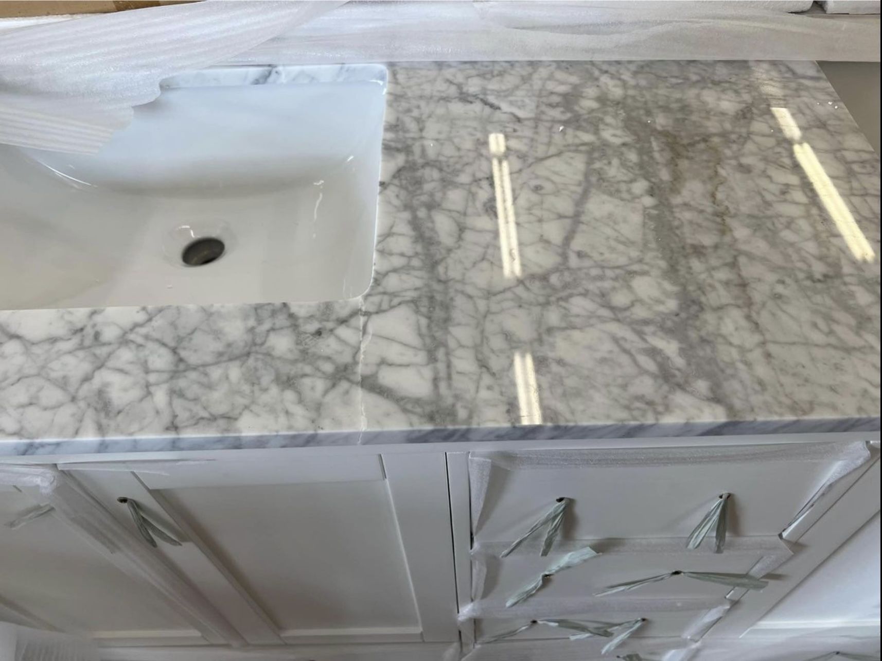 Scratch and Dent! 60” Double Sink Bathroom Vanity with Marble