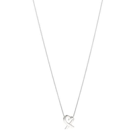 TIFFANY  Sterling Silver Paloma Picasso Loving Heart Pendant Necklace