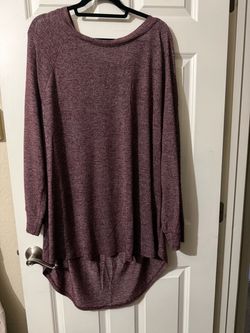 Mauve Heathered Long Sleeve Tunic Top 3X