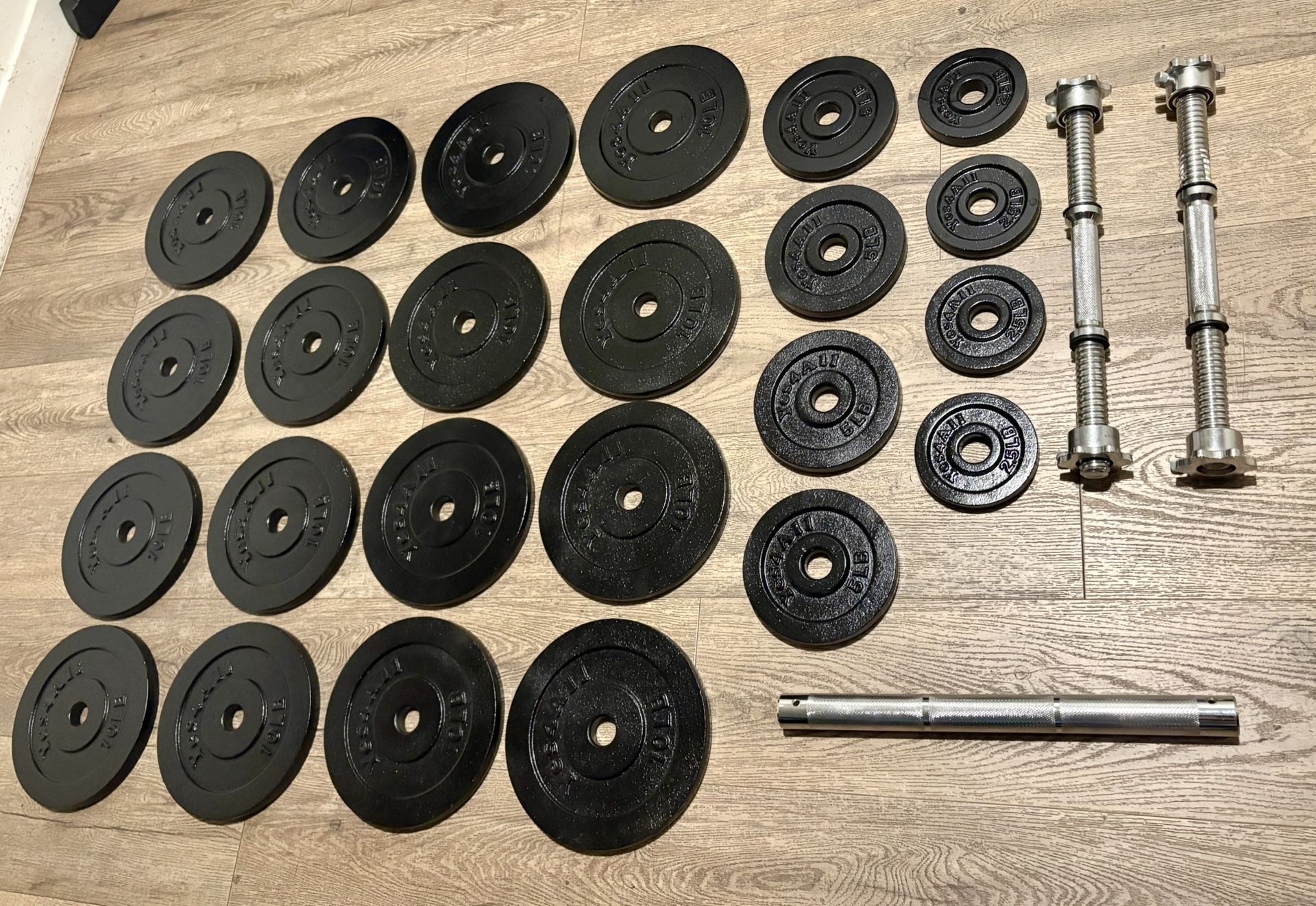 200 lbs Yes4All Cast Iron Adjustable Dumbbells With Connector To Convert In Small Bar