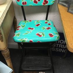 Vintage kitchen stool chair cherries