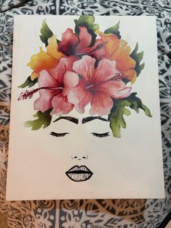 Floral Woman Face Canvas Wall Art
