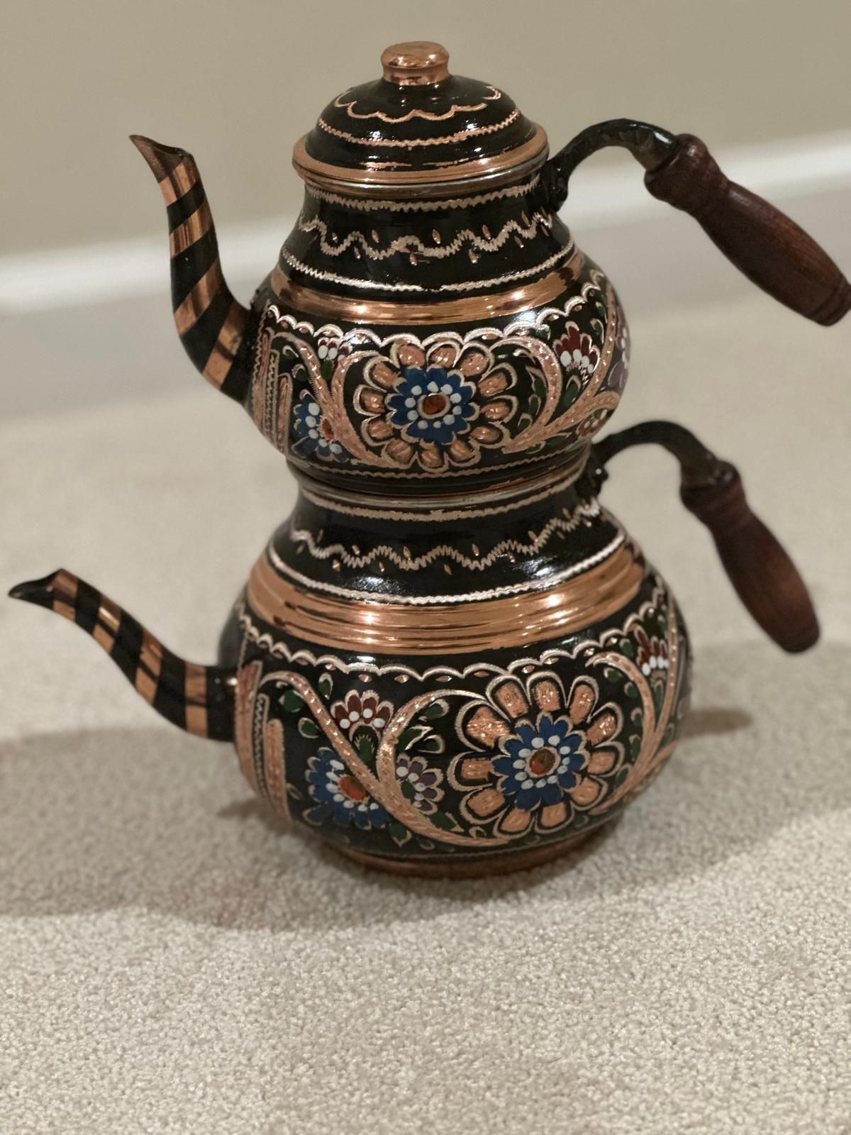 Copper Turkish TeaPot Tea Kettle Pots Set for Stove Top