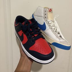 2 PAIRS OF NIKES / DUNK LOW, BLAZER HI SZ. 8.5 $50 FOR BOTH PAIRS OBO