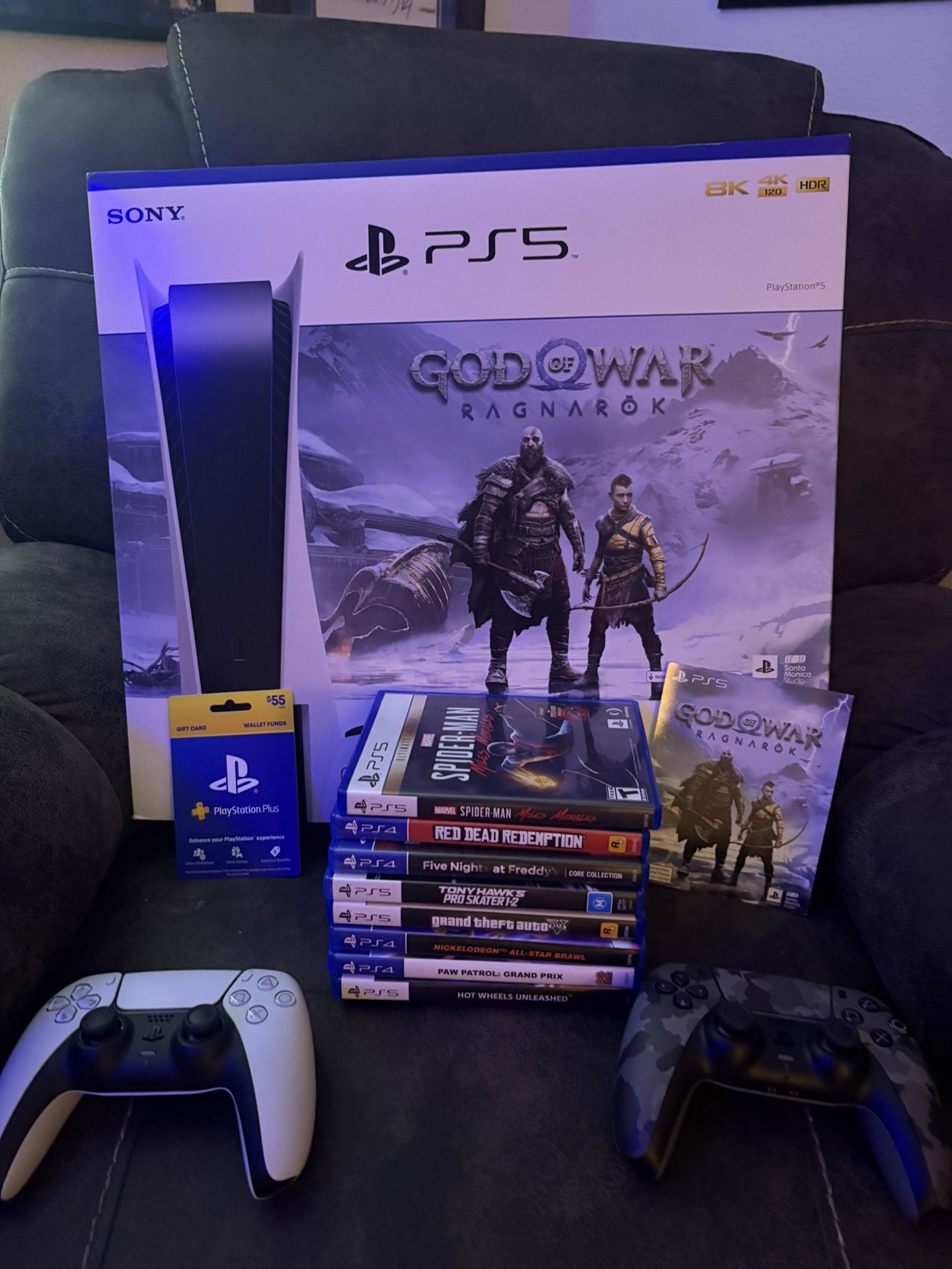 PlayStation 5 God Of War Bundle W 9 Games 2 Controllers And PlayStation Plus Credit