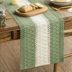 Artoid Mode Light Green Farmhouse Woven Table Runner 12x72 Inch
Seasonal Holiday Rustic Kitchen Dining Dresser Table Decoration for Home Party Decor, 