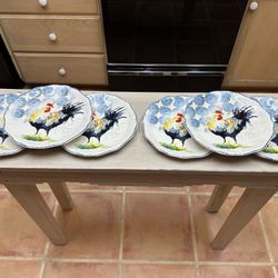 15 pieces Pier 1 Ironstone Country Rooster plates and bowls dishes