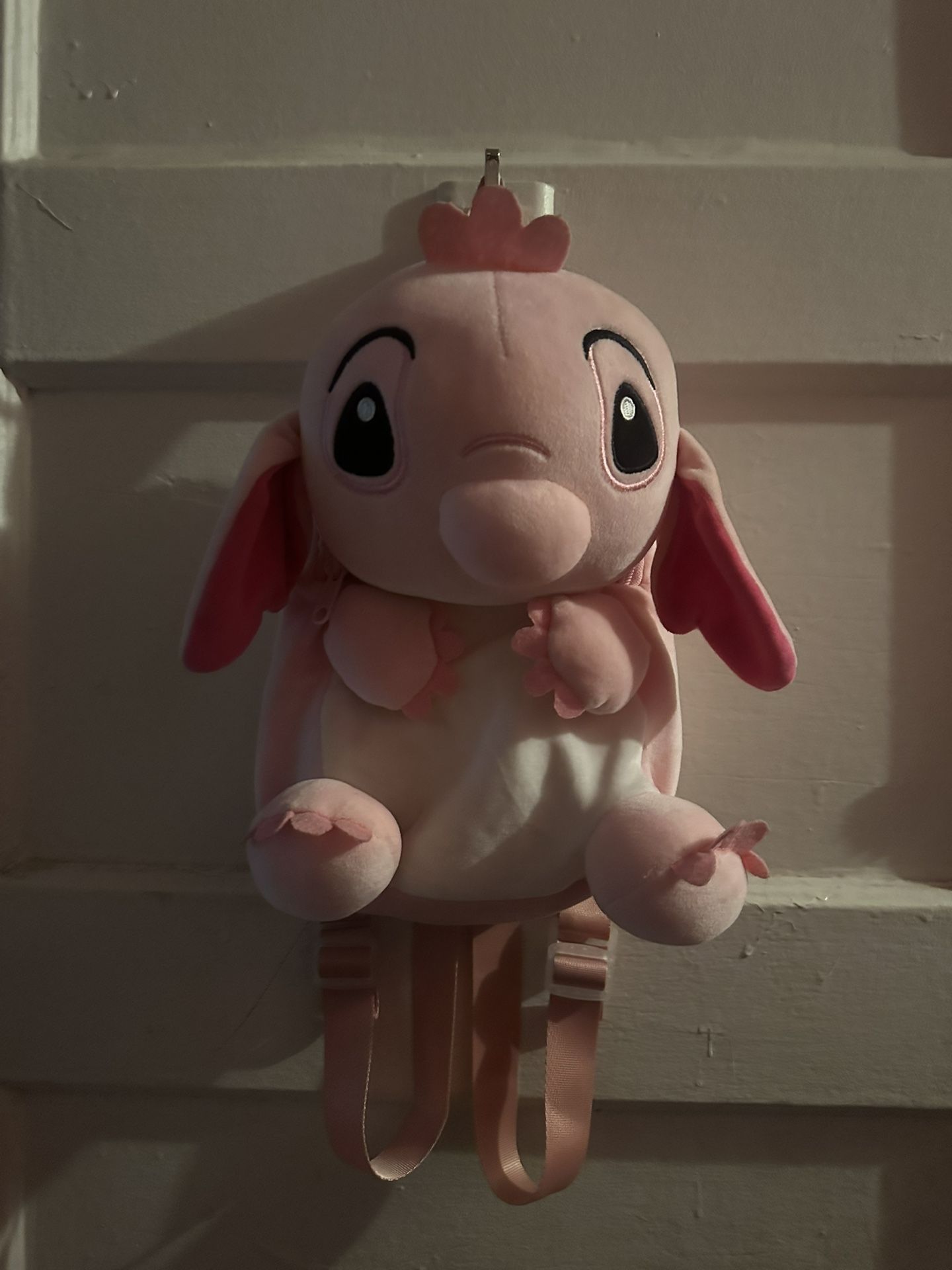 Pink stitch plush backpack