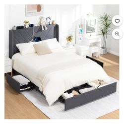NEW Bed Frame Queen Size DARK GREY