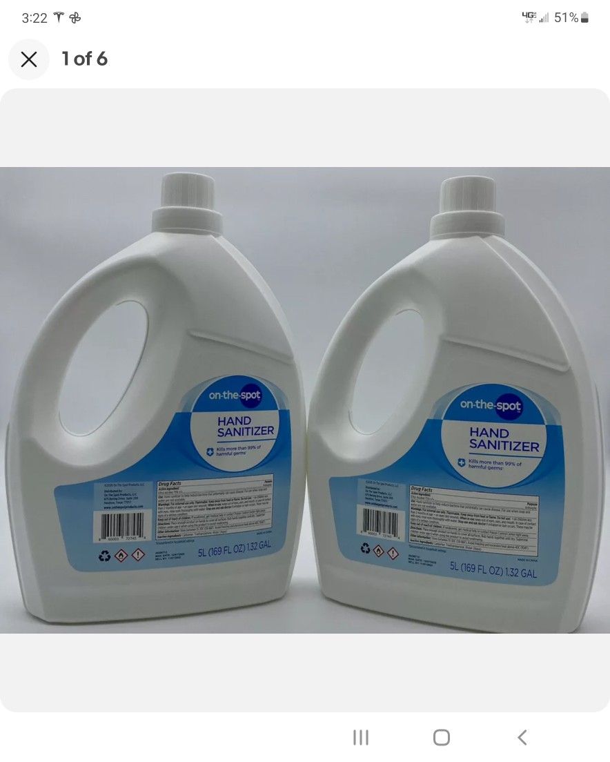 Bulk 1.32 gal (5 L) Hand Sanitizer Gel - 75% Alcohol – On The Spot. In Date!