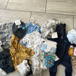 Boy’s Baby Shower Bundle New Clothes, Bath Care, And Toys