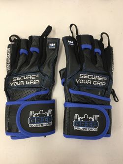 Grip Power Pads Elite Leather Gym Gloves w/ Built In 2 Inch Wide Wrist Wraps