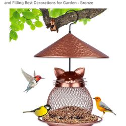 Cat-shaped metal bird feeder