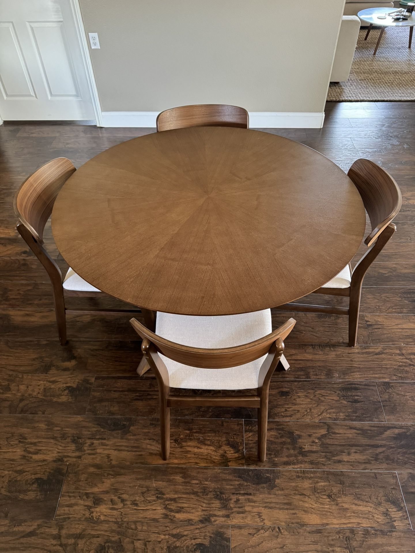 Walnut Wood Dining Table and Chairs