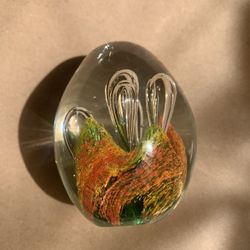 Beautiful Paperweight Glass Art Abstract Modernist Constructivist Egg Crystal Vintage Vtg Antique