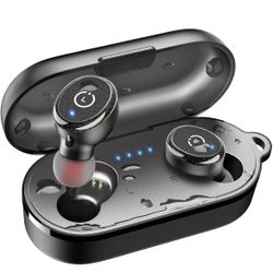 Open Box TOZO T10 Wireless Earbuds with Wireless Charging Case, Waterproof Black