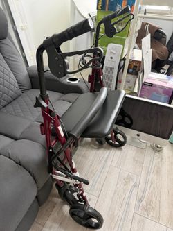 Upright Rollator Walker with Seat – Adjustable & Foldable