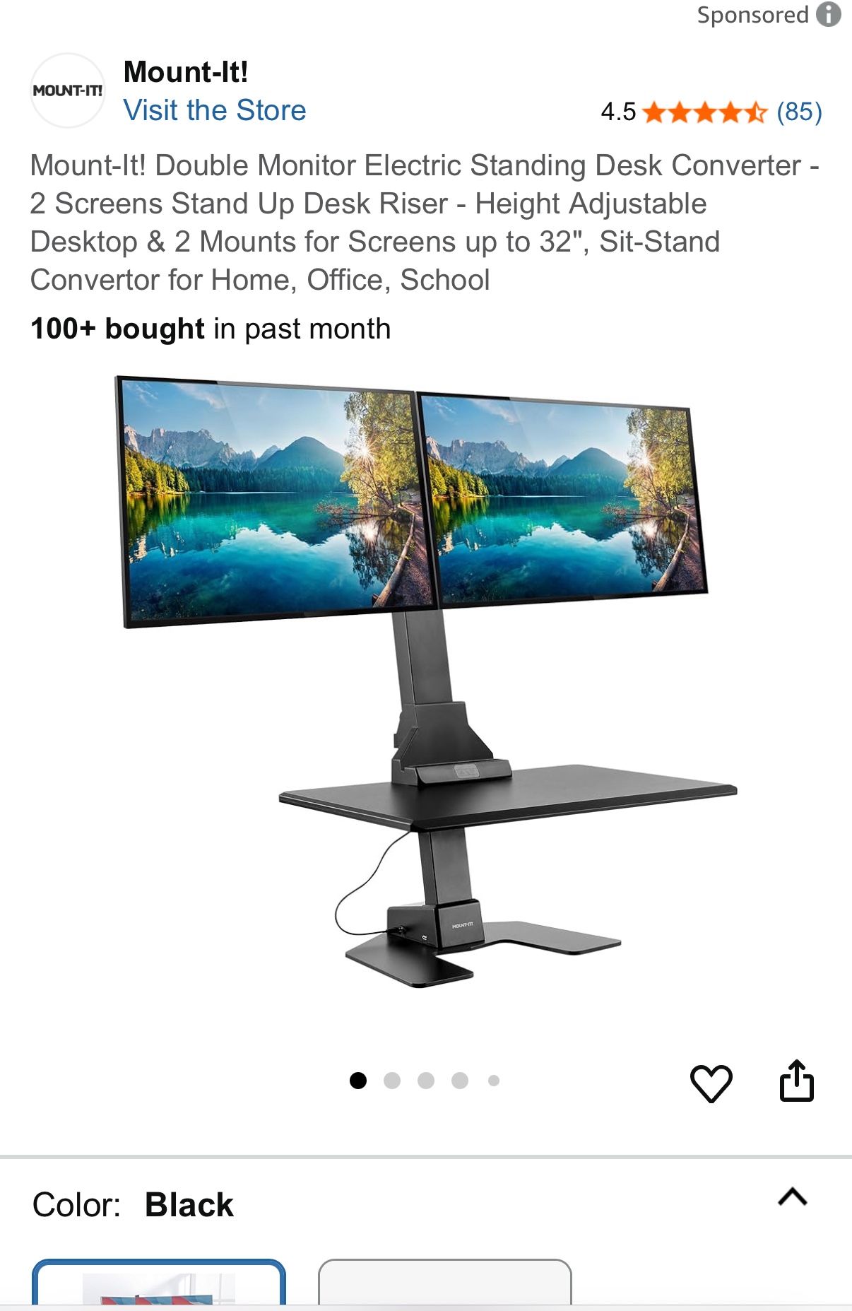 Double Monitor Electric Standing Desk Converter 