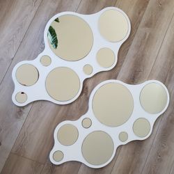 Calligaris Italian White Lacquer Bubble Wall Mirror