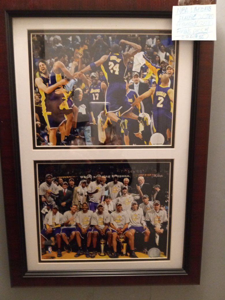 Los Angeles Lakers Double Custom Framed 12x18 Finals Pics With COA