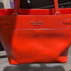 Kate Spade Staci Laptop Tote in orange leather