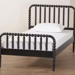 New Black Solid Wood Full Size Platform Bed 