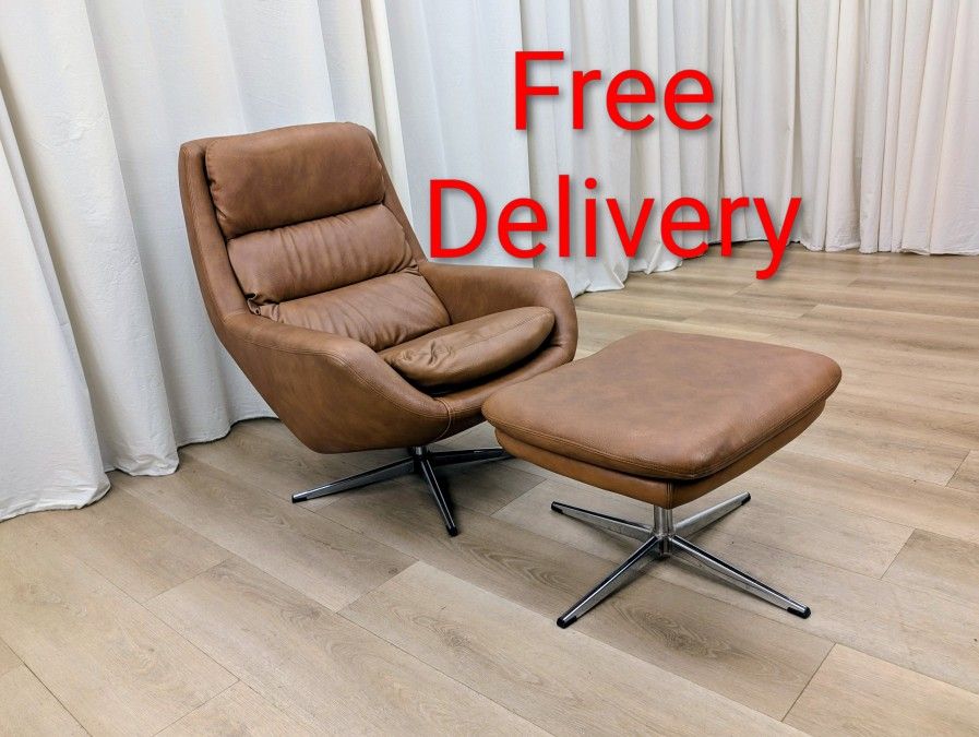 Lounge Chair and Ottoman by Overman AB Sweden MCM Chair Free Delivery
