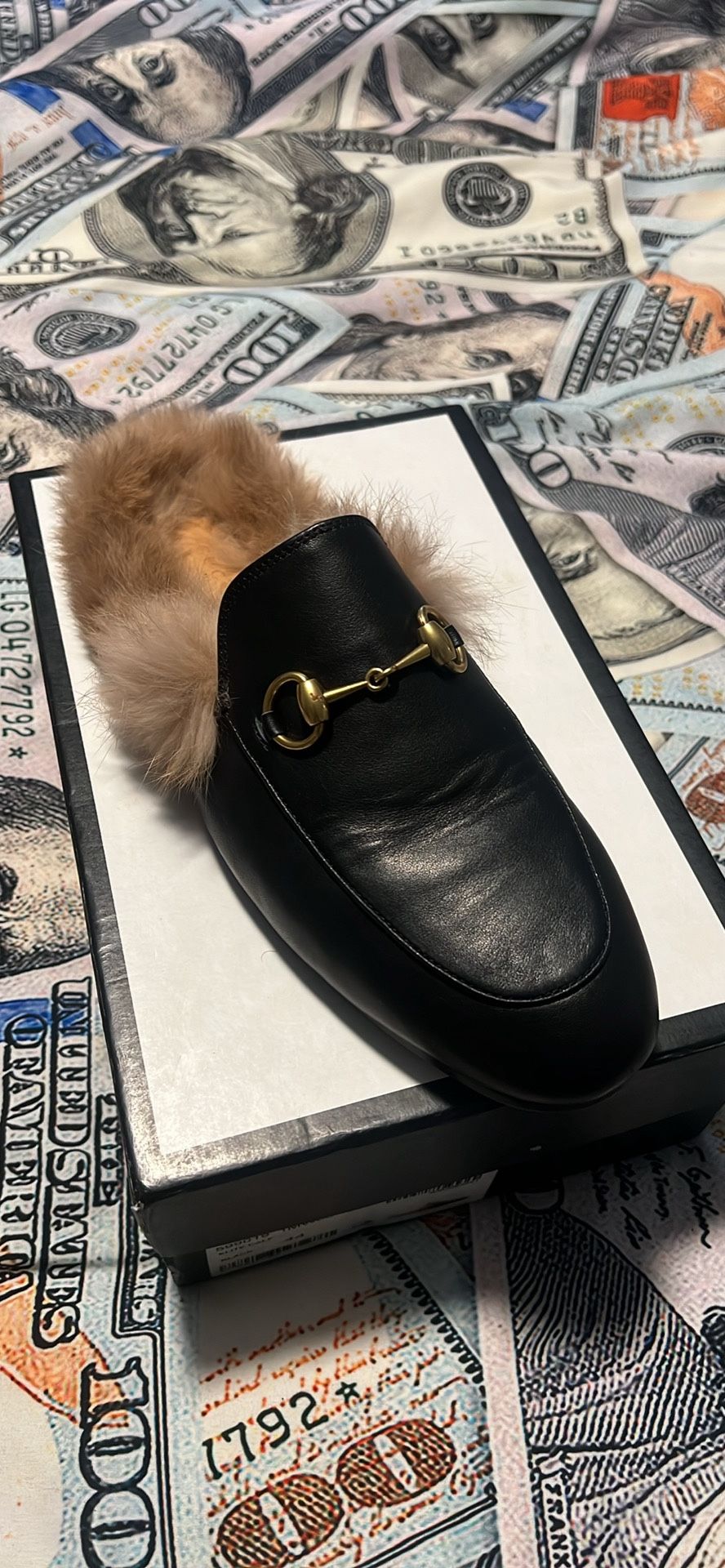 Gucci fur slippers