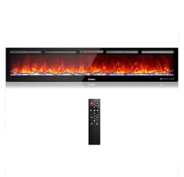 98in large Electric Wall-Mount Fireplace with Remote