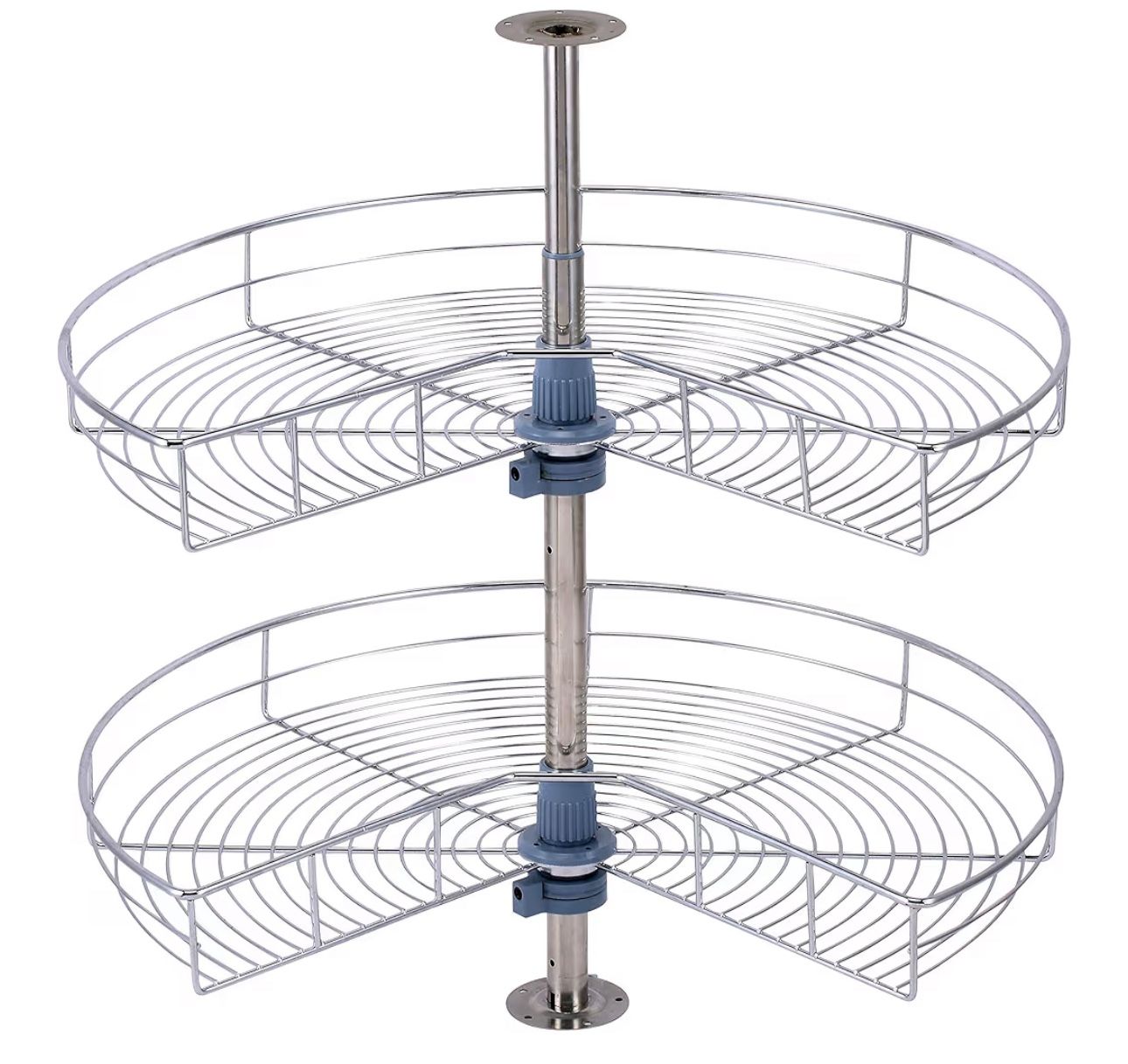 Dowell 28" Kidney Lazy Susan, 2 Shelves, Kitchen Base Corner Cabinet Organizer (Chrome 4001 270 28)