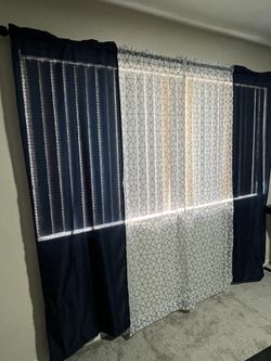Navy Curtains With Geometric Shapes