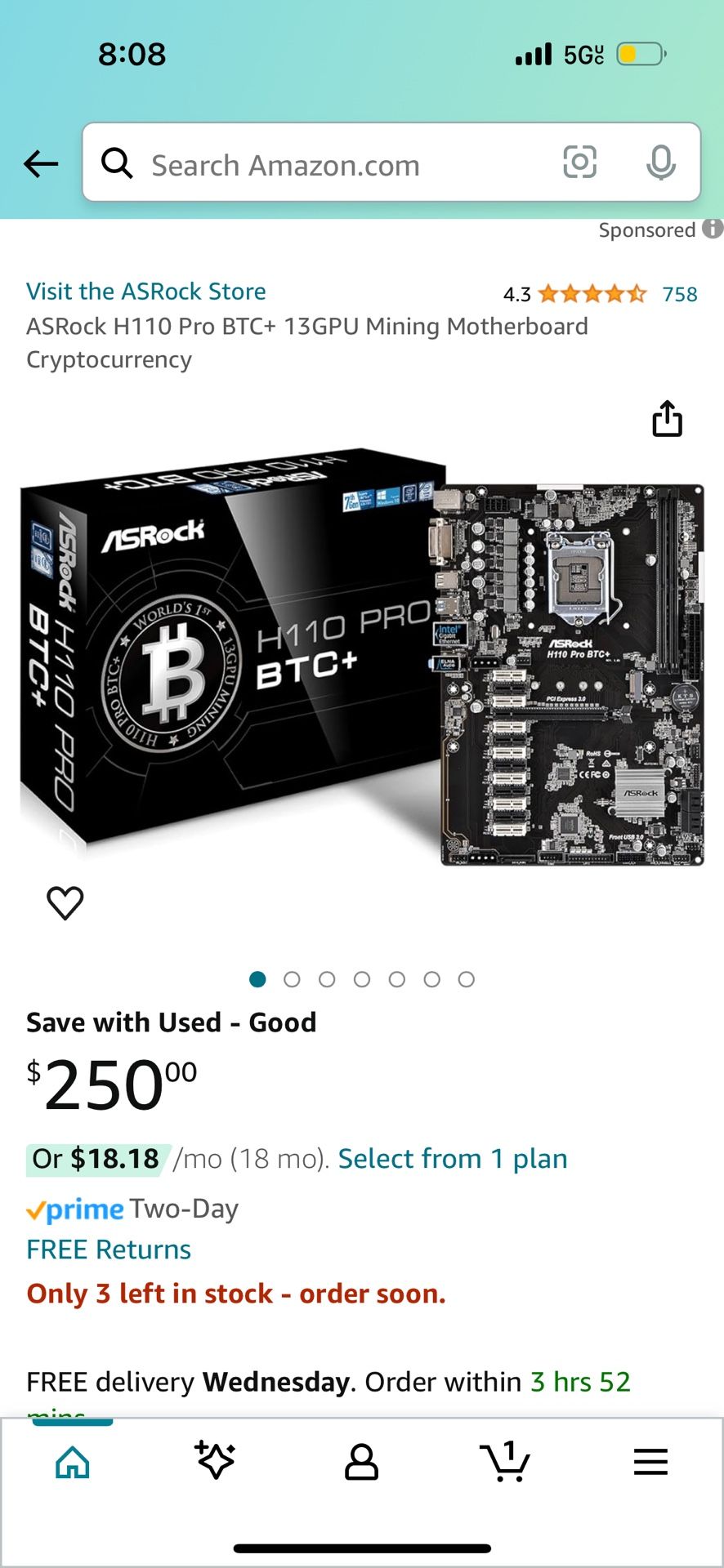 ASRock H110 Pro BTC+ 13GPU Mining Motherboard Cryptocurrency