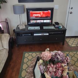 Black wooden TV Stand Entertainment Center With Drawers