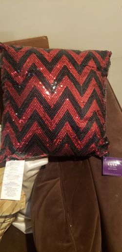 Chevron bling red and black pillow