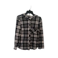 Women’s/ Jr’s Black and White Plaid Shirt Size Large