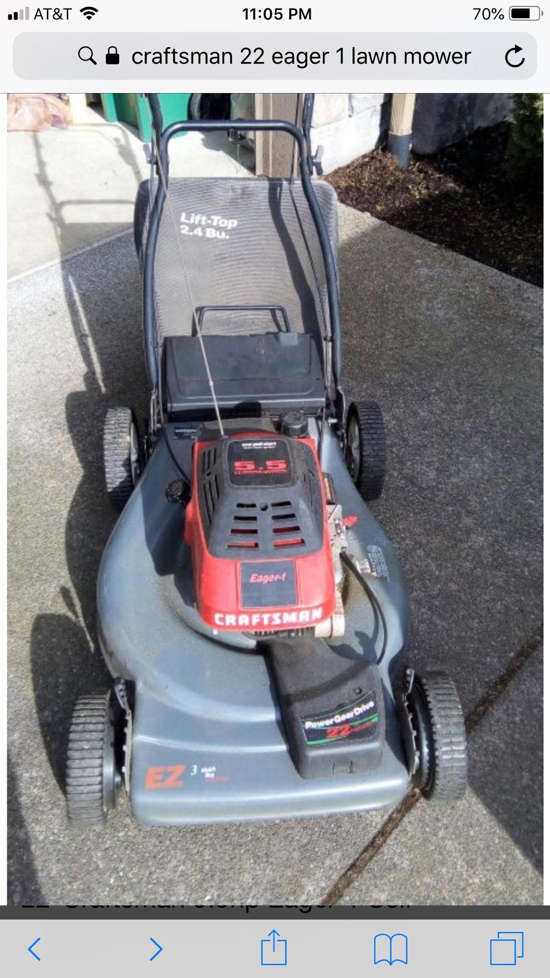 CRAFTSMAN 22” SELF PROPELLED LAWN MOWER WITH BAG