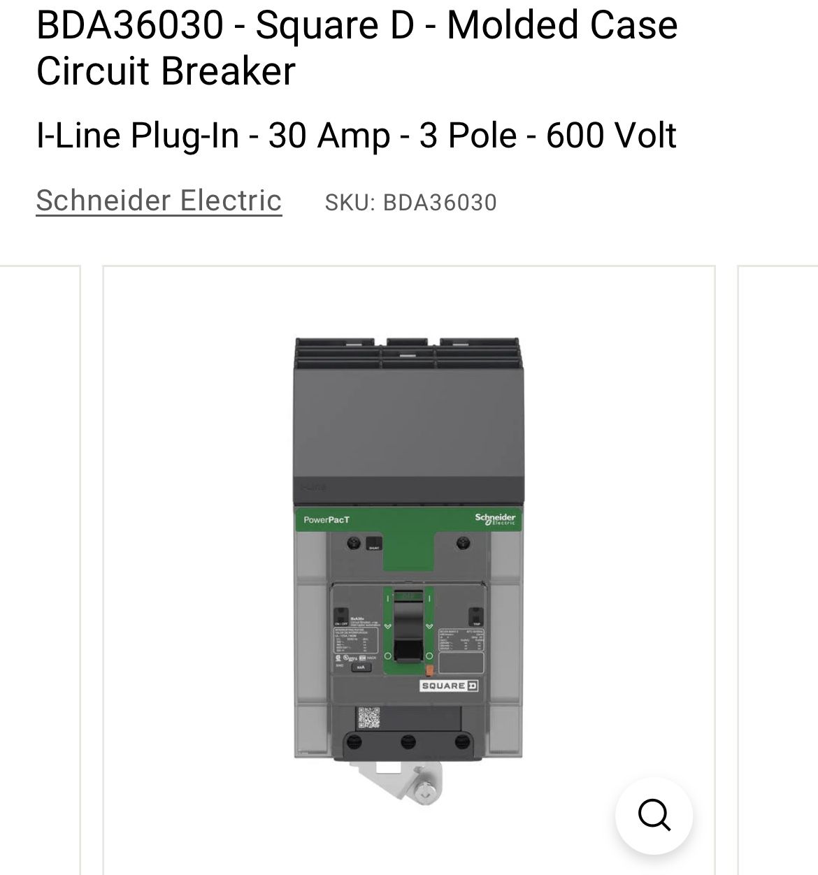 Square. D Power Pact 600V Breaker