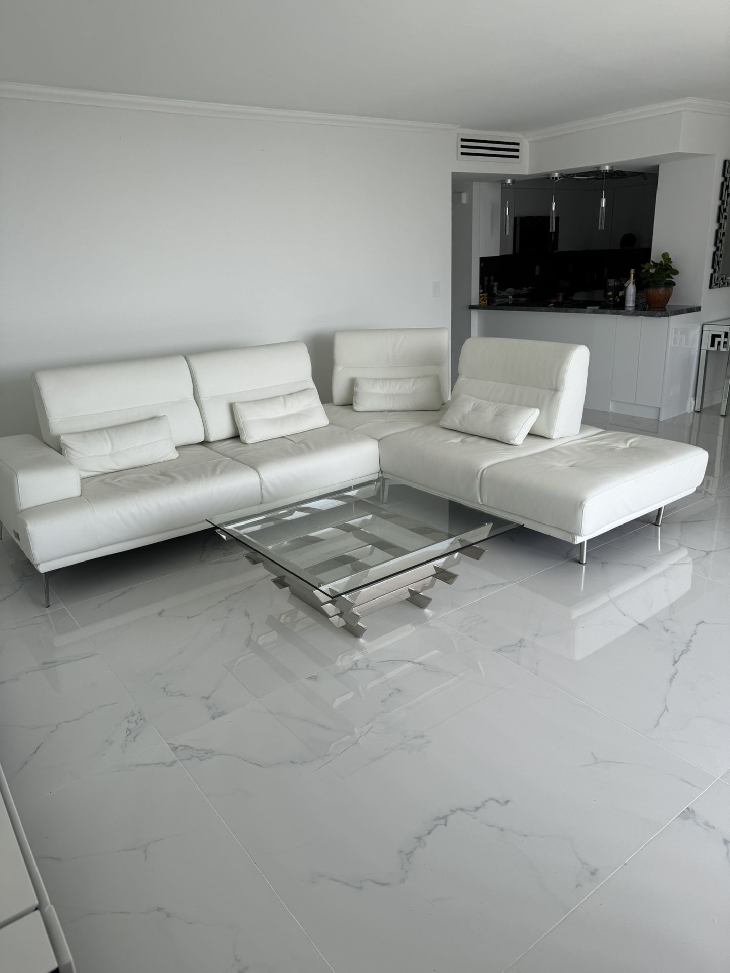 Coronelli Collezioni Sunset - Luxurious Italian Top Grain White Leather Sectional Sofa