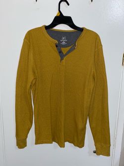 Men’s George Mustard Yellow Thermal Henley Long Sleeve Shirt