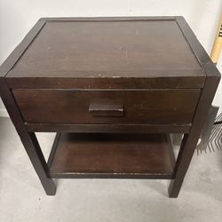 Dark Wood End Table with Drawer – $10