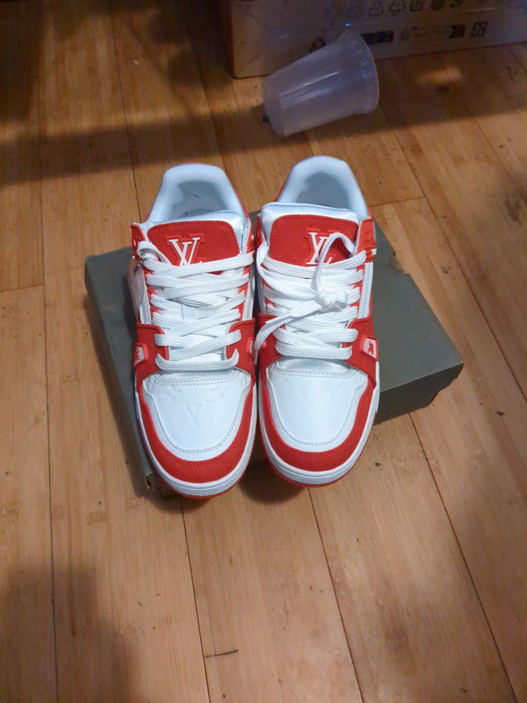 Red And White Louis Vuitton Sneakers
