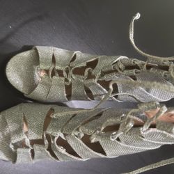 Women's Dance Heels with Lace-up Peep Toe Ballroom Ankle Dance Boots High Heels 